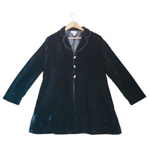 J.Jill Black Velvet Jacket Large 12 Longline Dark Academia Whimsigoth Goth‎